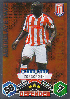 Abdoulaye Faye Stoke City 2009/10 Topps Match Attax i-Card Code #270